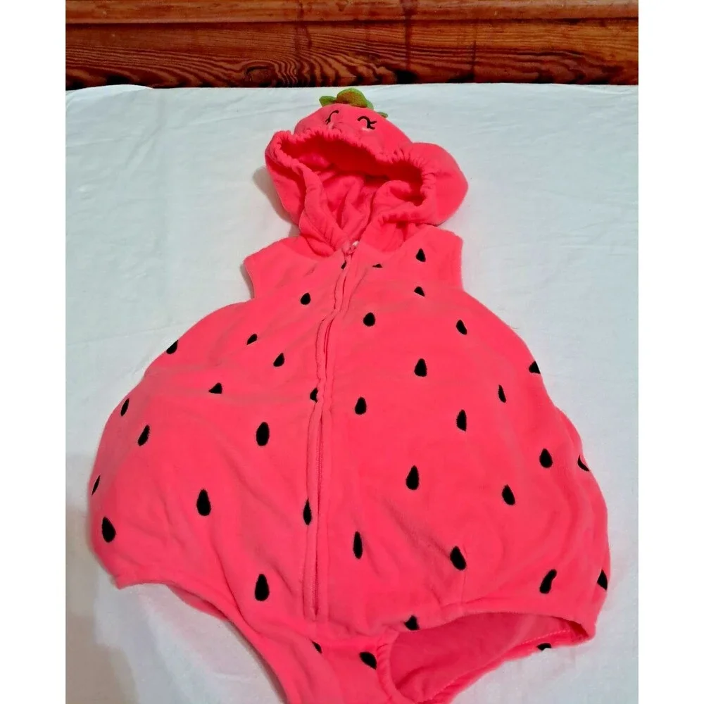 Carter's Baby Strawberry Halloween Costume 24 Months One Piece Fruit Hood - Picture 5 of 8